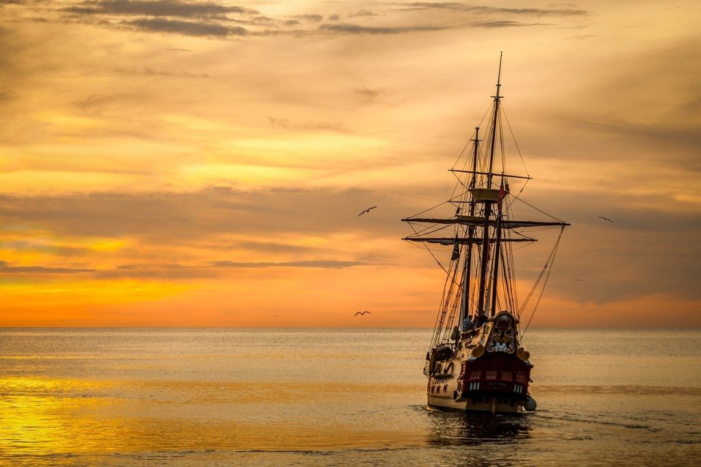 sunset, sailing boat, boat